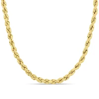 Miabella 14K Yellow Gold 4mm Rope Chain Necklace, 22"
