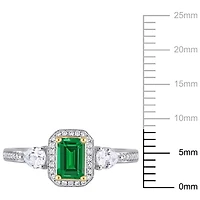 Miabella 7/8 Carat T.G.W. Emerald, White Sapphire and 1/8 Carat T.W. Diamond 14K Two-Tone Gold 3-Stone Engagement Ring