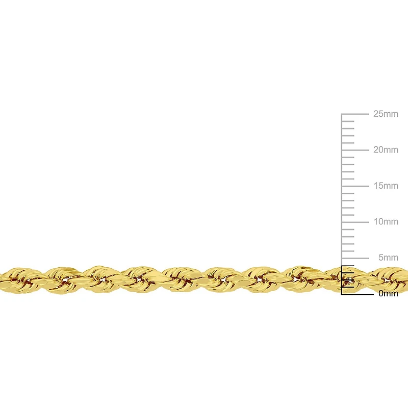 Miabella 14K Yellow Gold 4mm Rope Chain Necklace, 22"
