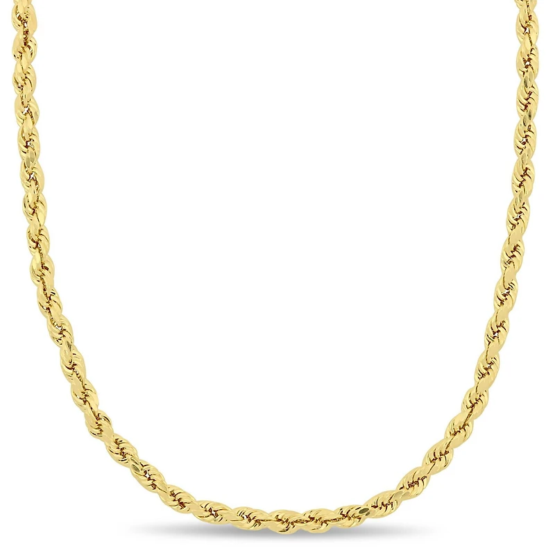 Miabella 14K Yellow Gold 3MM Rope Chain Necklace, 16"