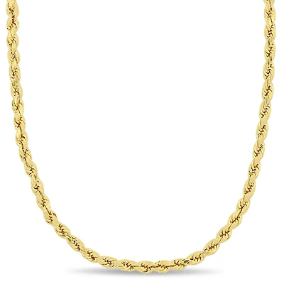 Miabella 14K Yellow Gold 3MM Rope Chain Necklace, 16"