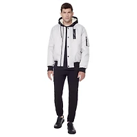 Dark Black Men's Hooded Bomber Jacket