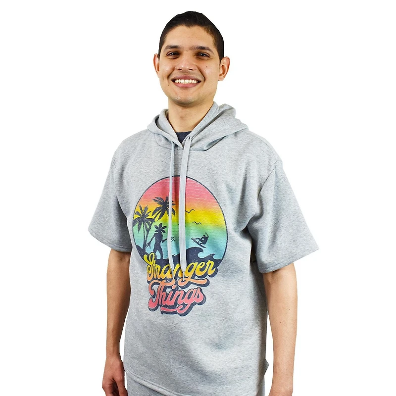 Sweat à capuche à manches courtes Stranger Things Wave Sunset pour homme