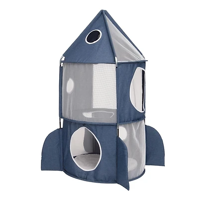 Tour à chats Rocket Vesper Catit en forme de fusée, bleue