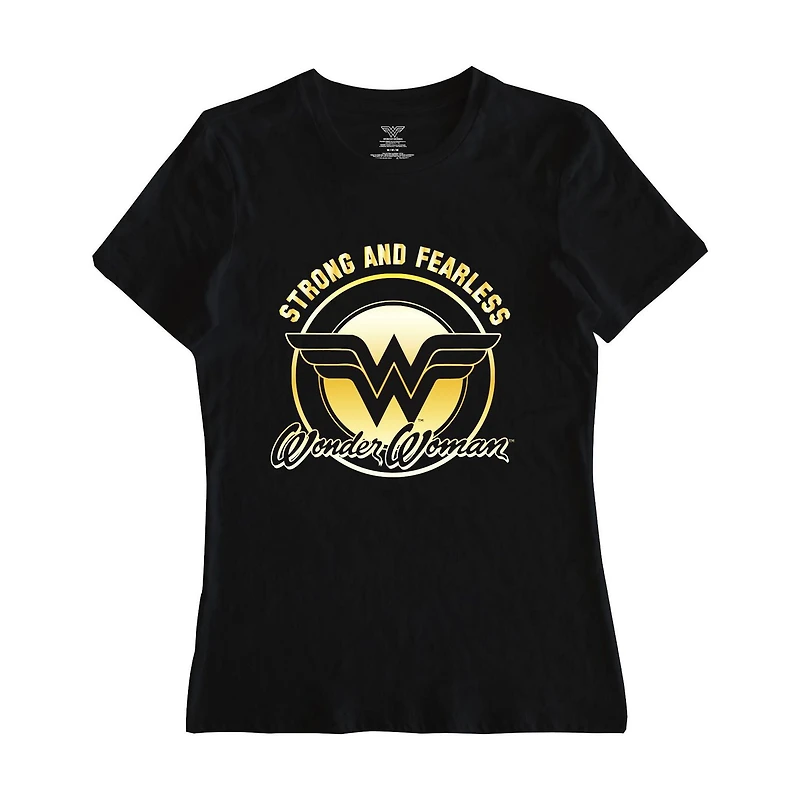 T-shirt à manches courtes Wonder Woman Strong and Fearless pour femme