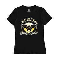 T-shirt à manches courtes Wonder Woman Strong and Fearless pour femme