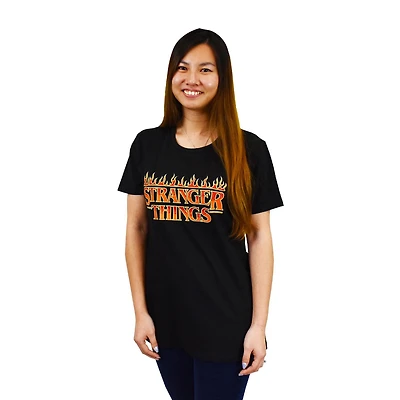 Ladies Stranger Things Flames Logo Short Sleeve T-Shirt