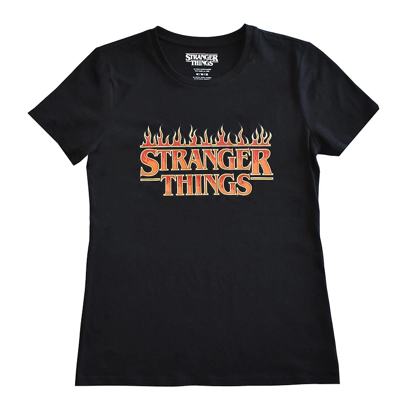 Ladies Stranger Things Flames Logo Short Sleeve T-Shirt