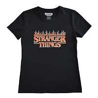 Ladies Stranger Things Flames Logo Short Sleeve T-Shirt