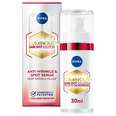 NIVEA LUMINOUS 630 Dark Spot Solution Anti Wrinkle and Age Spot Serum, 30mL