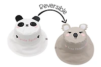 FlapJackKids - Chapeau de soleil réversible pour bébés, enfants et petites - Panda et Koala - UPF 50+