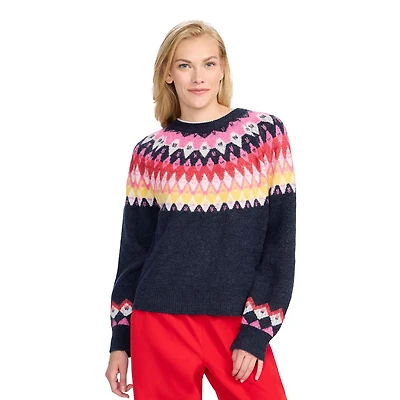 Esprit Women's Fair Isle Long Sleeve Crew Neck Sweater, Sizes XS-XXL