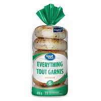 Great Value Everything Bagels, Source of 11 Essential Nutrients, 6 Count, 450 g