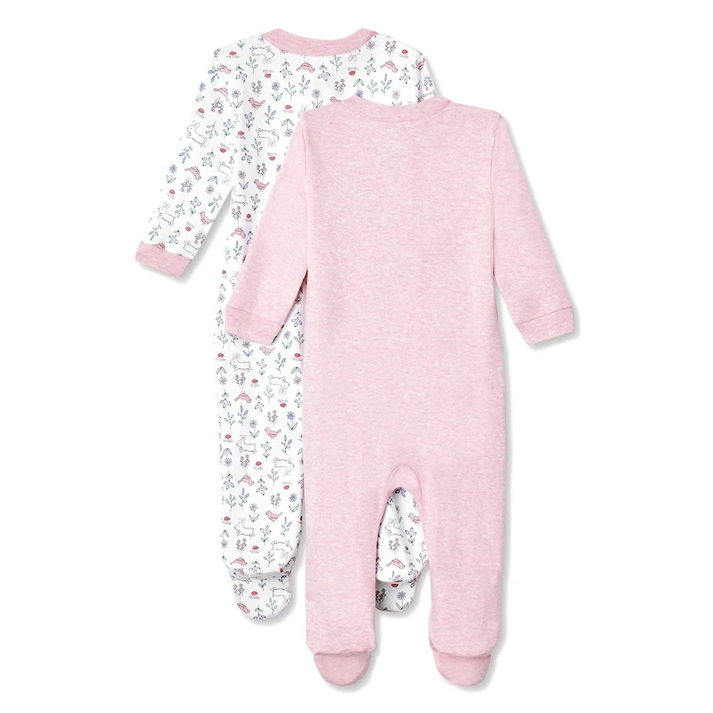 George Baby Girls' 2-Piece Footed Sleeper Pack