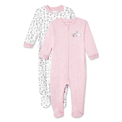 Lot de 2 grenouillères avec pieds intégrés George pour bébés filles