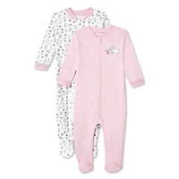 Lot de 2 grenouillères avec pieds intégrés George pour bébés filles