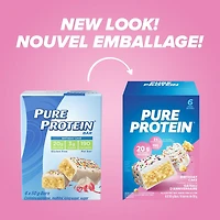 Barres de gâteau d'anniversaire Pure Protein - 20 g de protéines, en-cas à faible teneur en sucre, sans gluten avec mélange de whey, fabriquées au Canada, paquet de 6