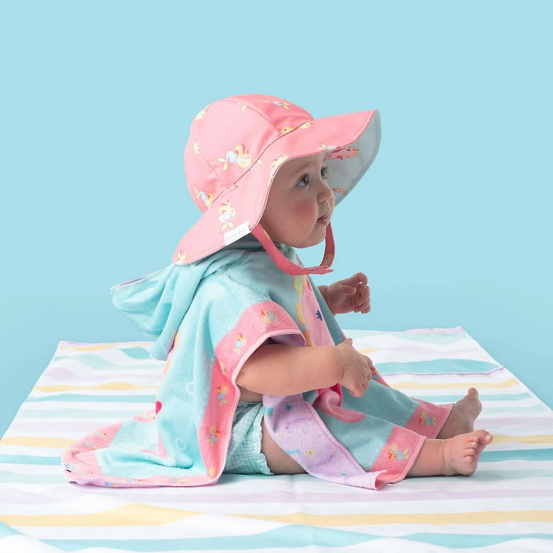 FlapJackKids - Reversible Baby, Kids & Toddler Sun Hat - Mermaid & Seahorse - UPF 50+