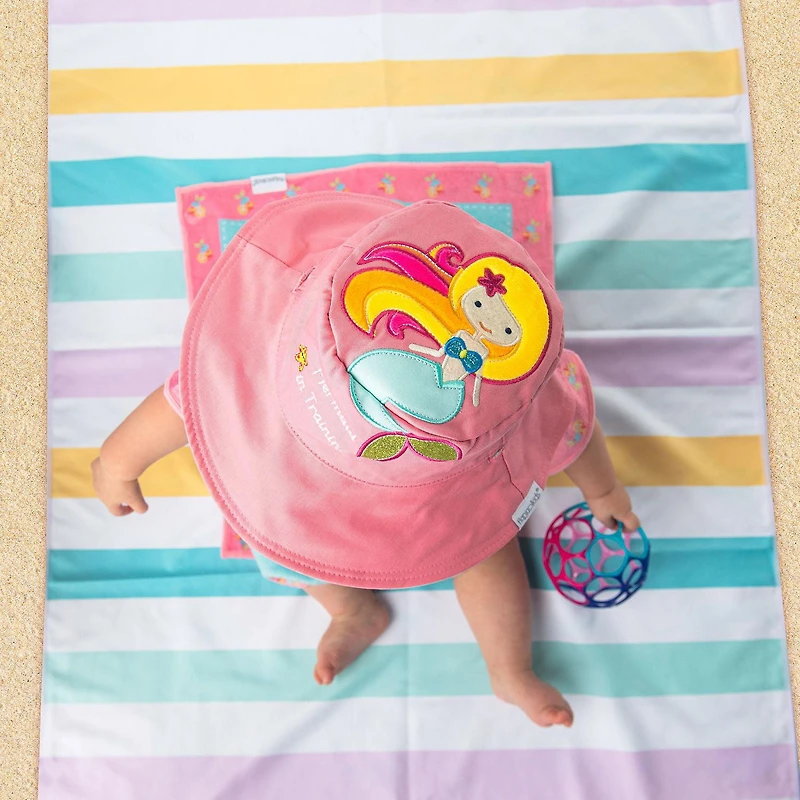 FlapJackKids - Reversible Baby, Kids & Toddler Sun Hat - Mermaid & Seahorse - UPF 50+
