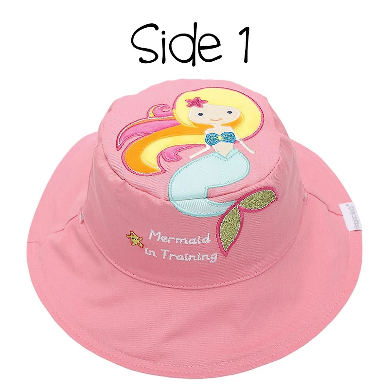 FlapJackKids - Reversible Baby, Kids & Toddler Sun Hat - Mermaid & Seahorse - UPF 50+