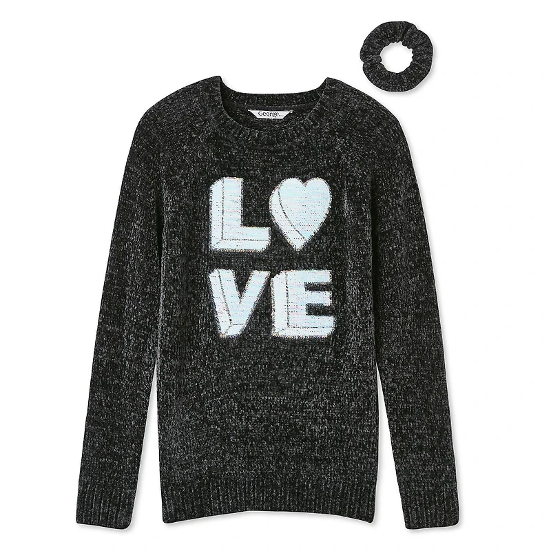 George Girls' Chenille Sweater and Scrunchie 2-Piece Set