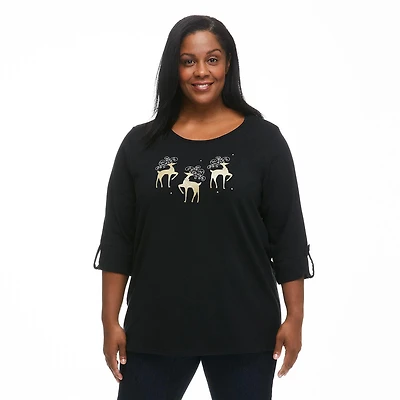 Penmans Plus Women's 3/4 Sleeve Holiday Tee
