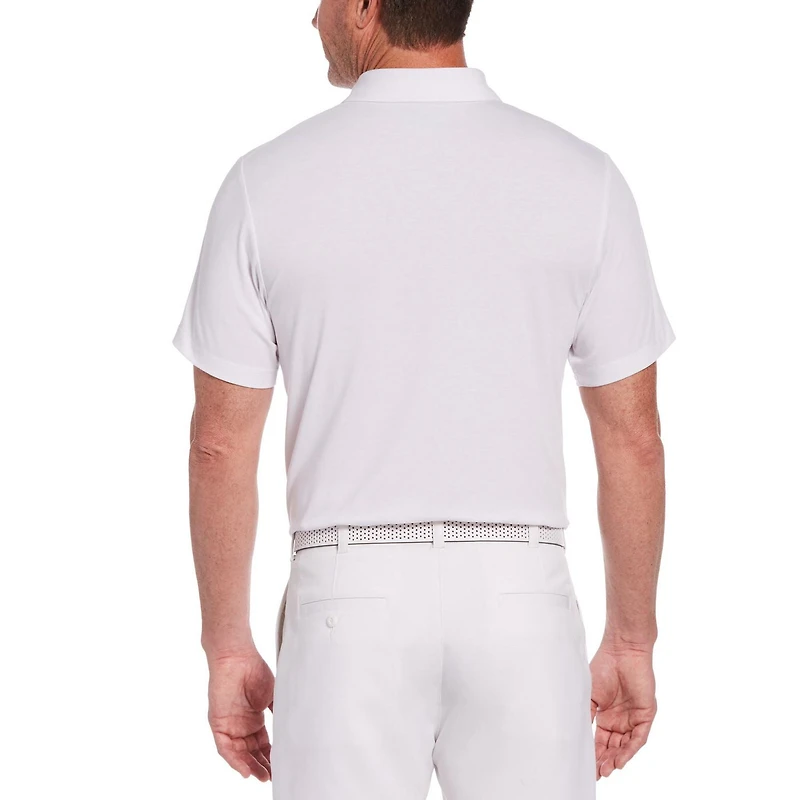 Polo extensible à manches courtes et à rayures pour hommes