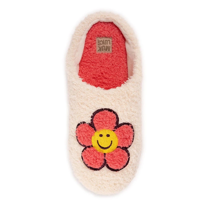 MUK LUKS Ladies Daisy Cozy Print Slipper White