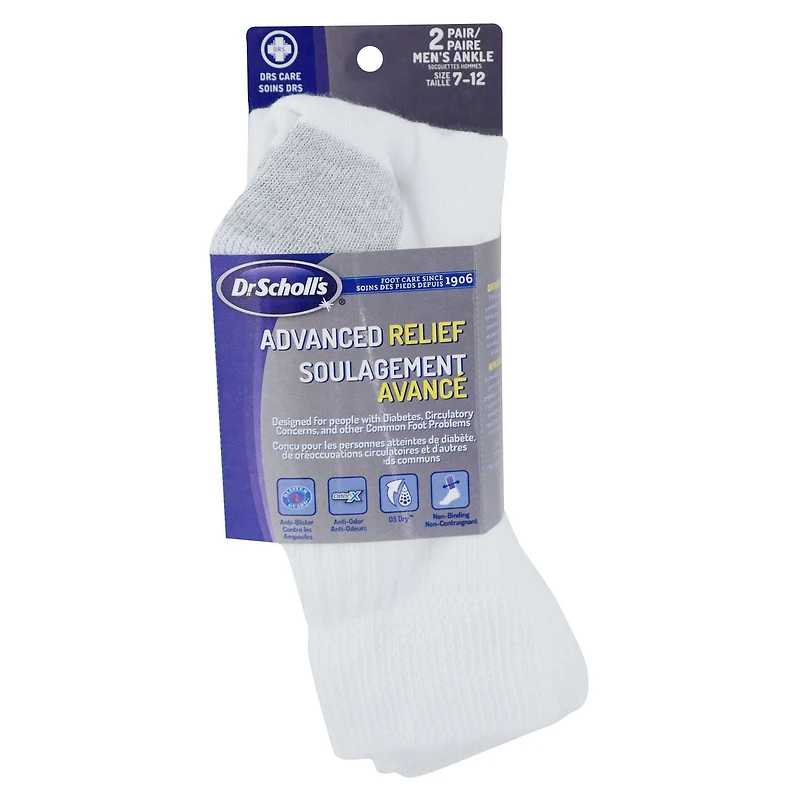 Socquettes 2 paires de soulagement avancé Dr. Scholl's pour diabetiques et circulation pour hommes