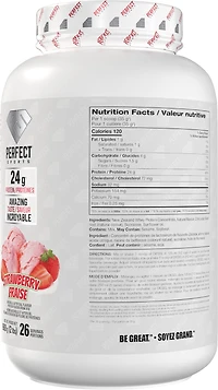 PERFECT Sports - Protéine de lactosérum de Nouvelle-Zélande DIESEL, crème glacée à la fraise 2 lb (908 g) DIESEL Protéine de lactosérum de Nouvelle-Zélande