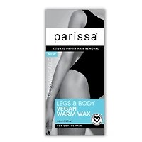 Cire Chaude Végane Micro-ondable Parissa pour Jambes et Corps Cire Végane 150 ml, Huile Ultra Soothe, Bandes d'Épilation et Spatules en Bois