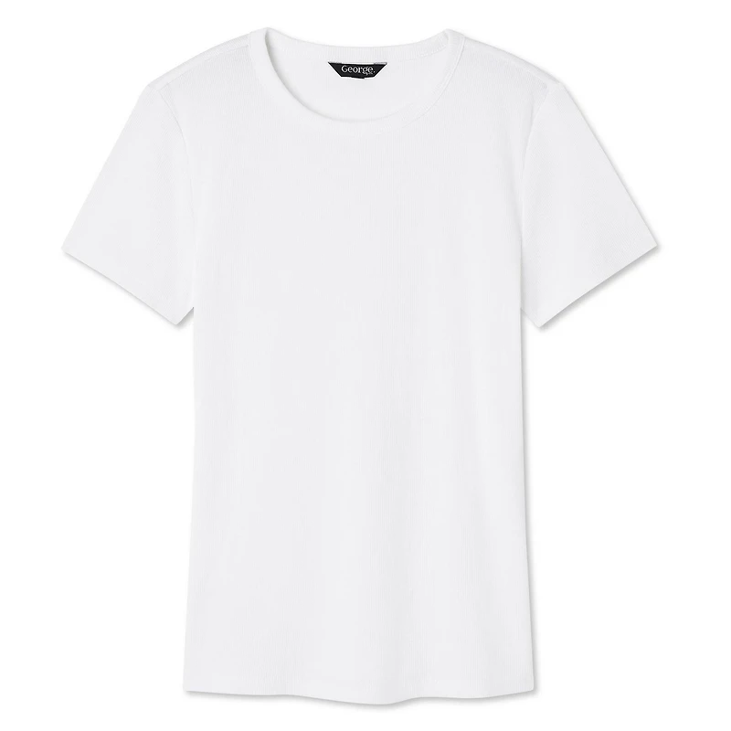 T-shirt côtelé à manches courtes George pour femmes