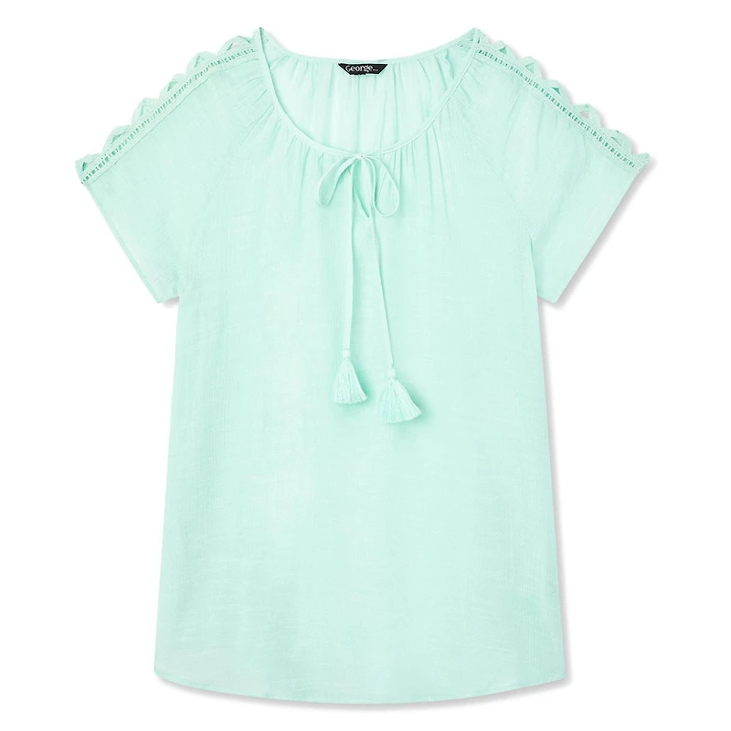 Haut paysan avec garniture en dentelle George pour femmes