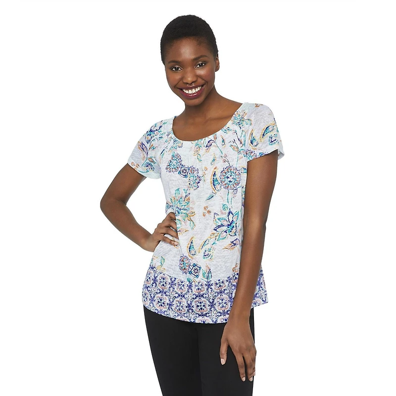 Haut en tricot imprimé avec bordure George pour femmes