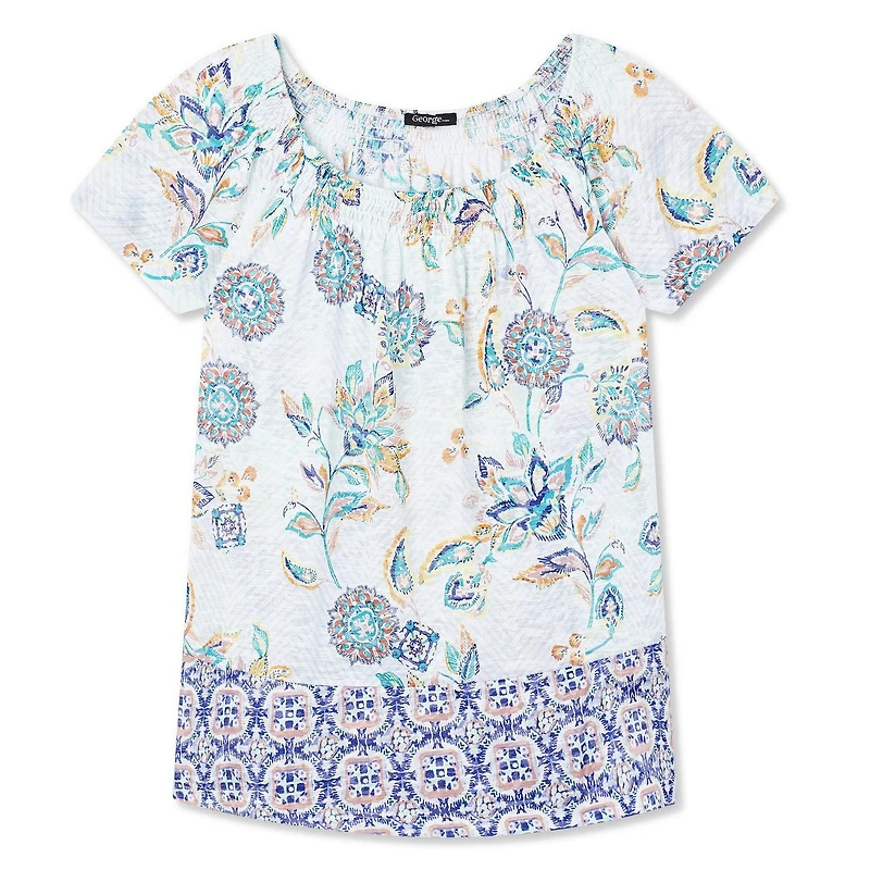 George Women's Border Print Knit Top