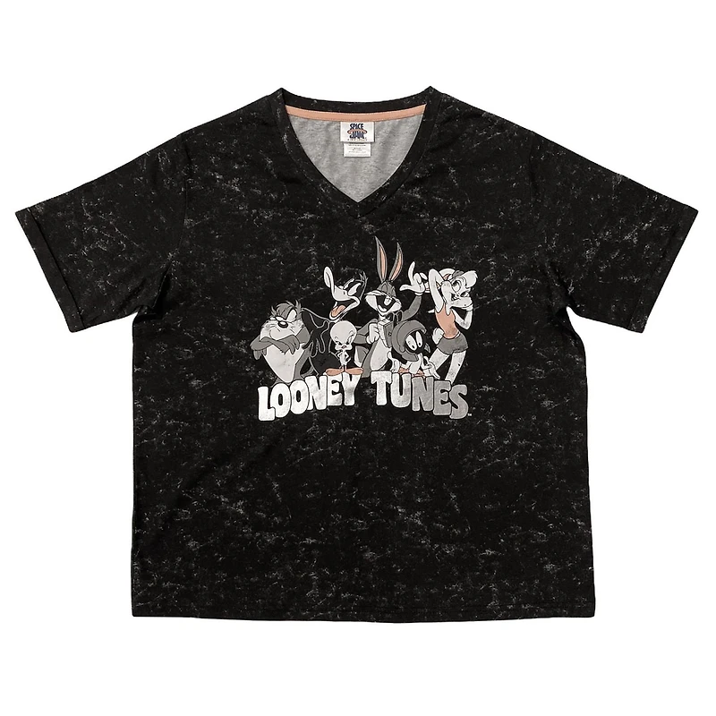 Looney Toons Tee shirt col en v à manche courte roulé