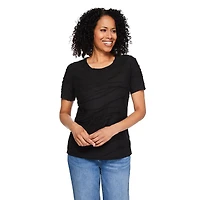 T-shirt à manches courtes avec texture ondulée Iyla pour femmes Tailles P-TG