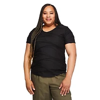 T-shirt à manches courtes avec texture ondulée Iyla Plus pour femmes Tailles 1X-4X