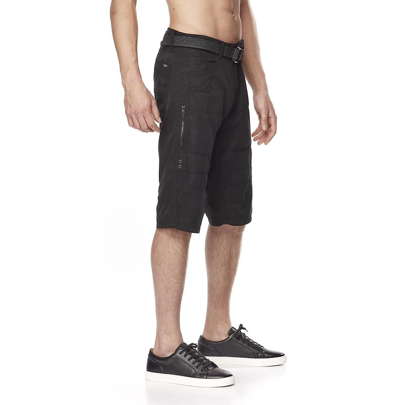 Dark Black Shorts cargo ceinturé pour hommes