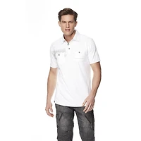 Dark Black Men's Short-Sleeve Graphic Polo with Pockets