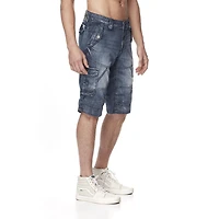 Dark Black Capri cargo en denim délavé pour hommes