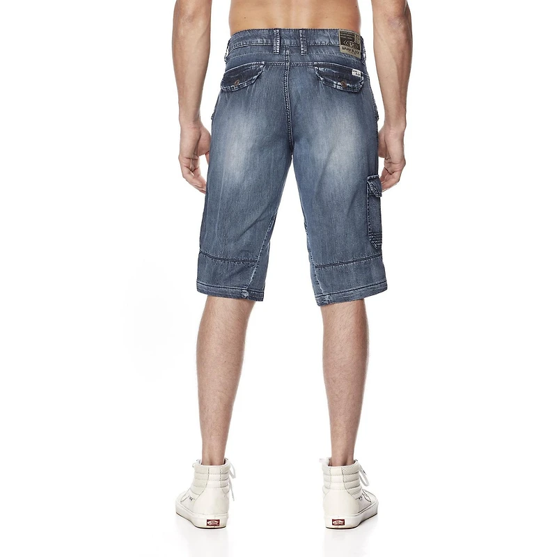 Dark Black Capri cargo en denim délavé pour hommes