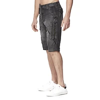 Dark Black Men's Super Lightweight Denim Cargo Capri