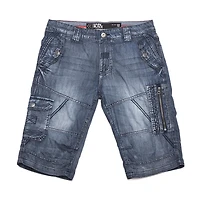 Dark Black Capri cargo en denim délavé pour hommes