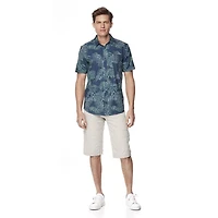 Dark Black Men's Solid Cargo Shorts With Two-Toned Belt