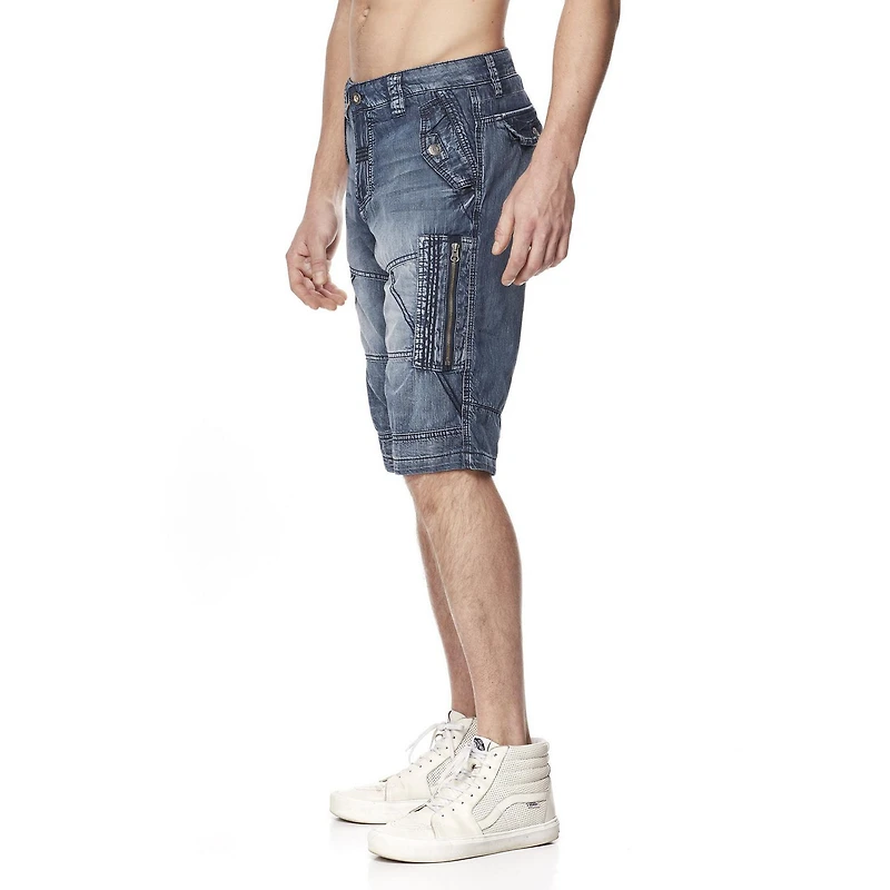 Dark Black Capri cargo en denim délavé pour hommes