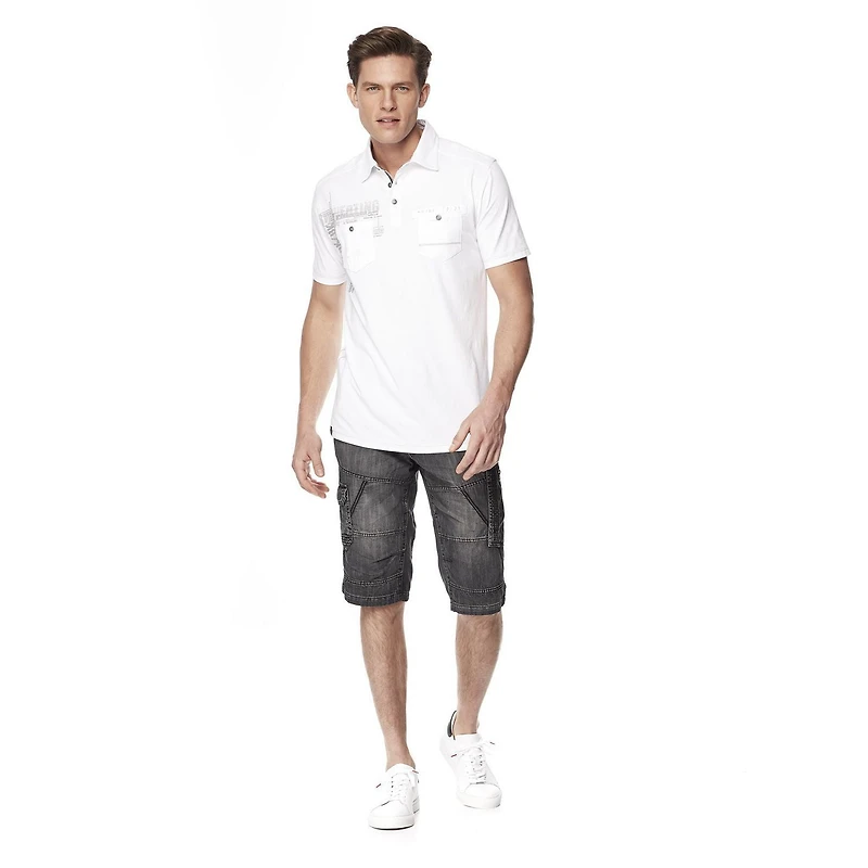 Dark Black Men's Super Lightweight Denim Cargo Capri