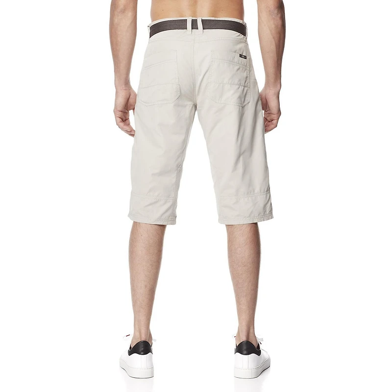 Dark Black Men's Solid Cargo Shorts With Two-Toned Belt