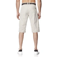 Dark Black Men's Solid Cargo Shorts With Two-Toned Belt