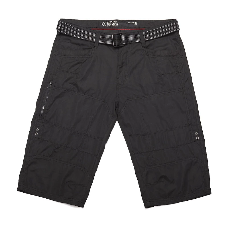 Dark Black Shorts cargo ceinturé pour hommes